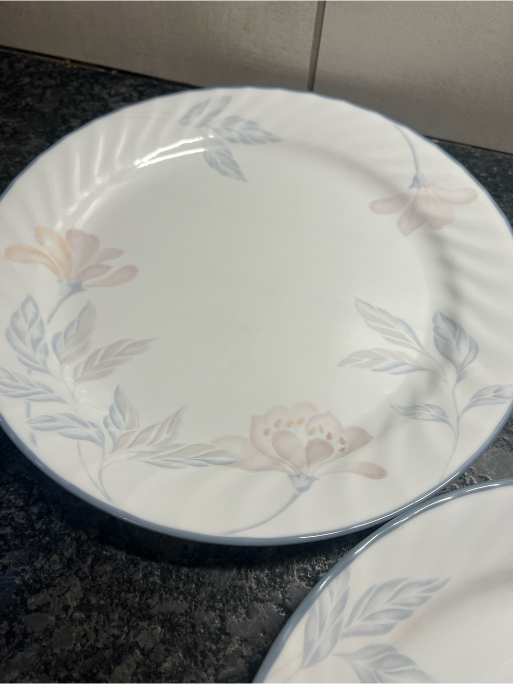 Set of 2 Corelle Pink Trio Floral Ceramic Dinner Plate - Soft Blue & Blush